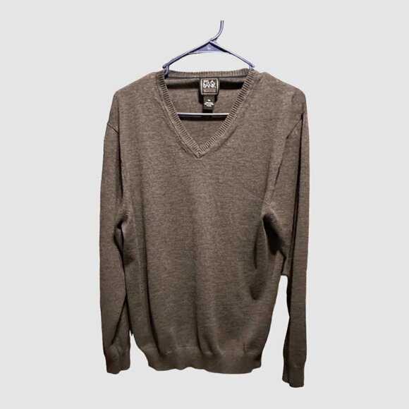 Jos A Bank Traveler 100% Pima Cotton V-Neck Sweater XXL Heather Gray EUC - Picture 1 of 11